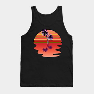 Dream Synthwave Inspired Palm Tree Sunset Design Tank Top